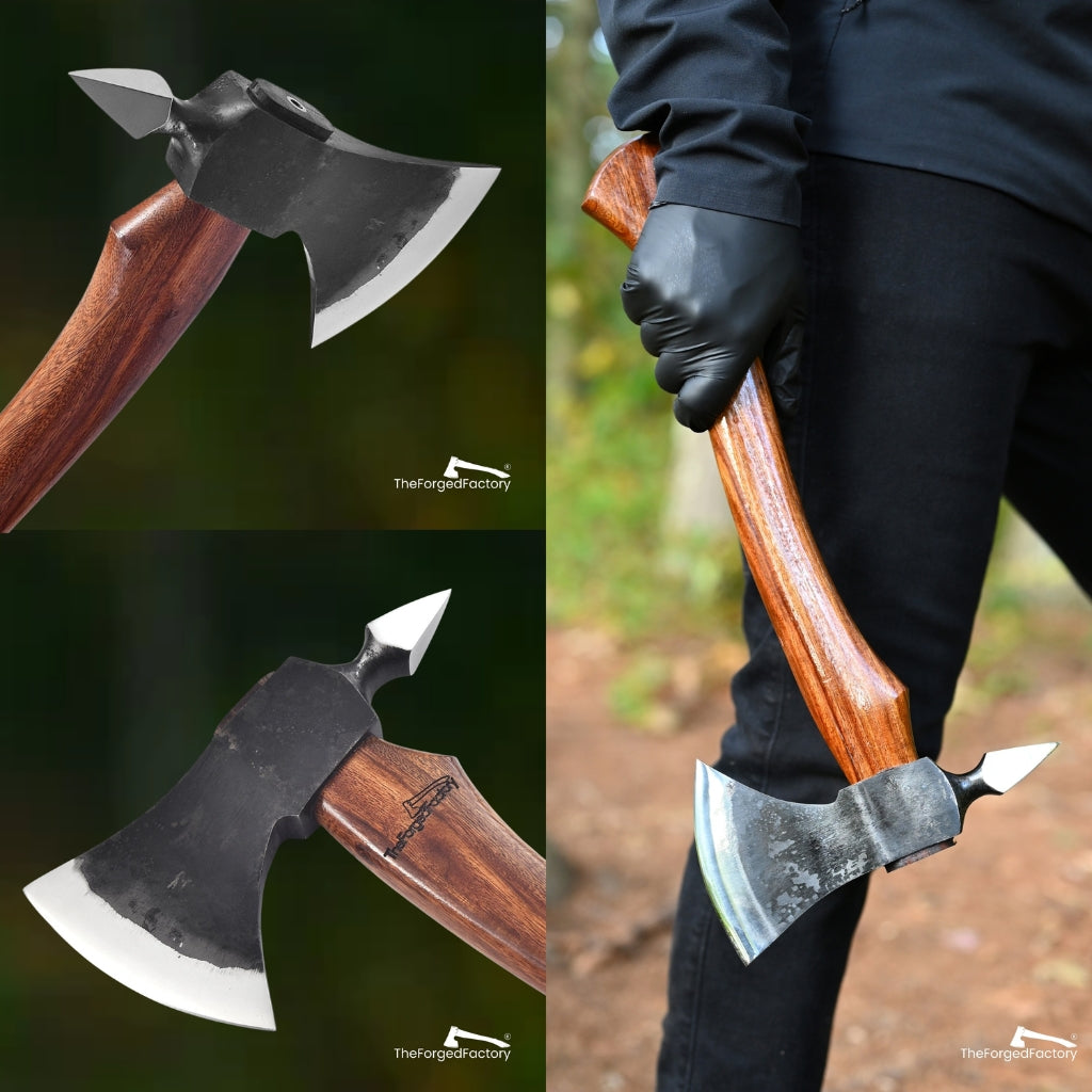 16" Tomahawak Spike Axe - Carbon Steel & Rose Wood Handle