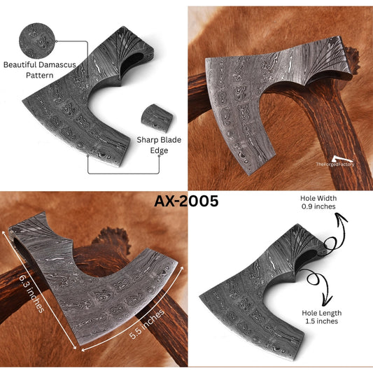 Damascus Steel Viking Axe Head - Sharp & Perfect for Custom Axe Build.