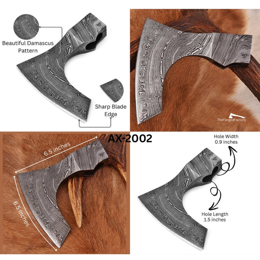 Damascus Steel Viking Axe Head - Sharp & Perfect for Custom Axe Build.