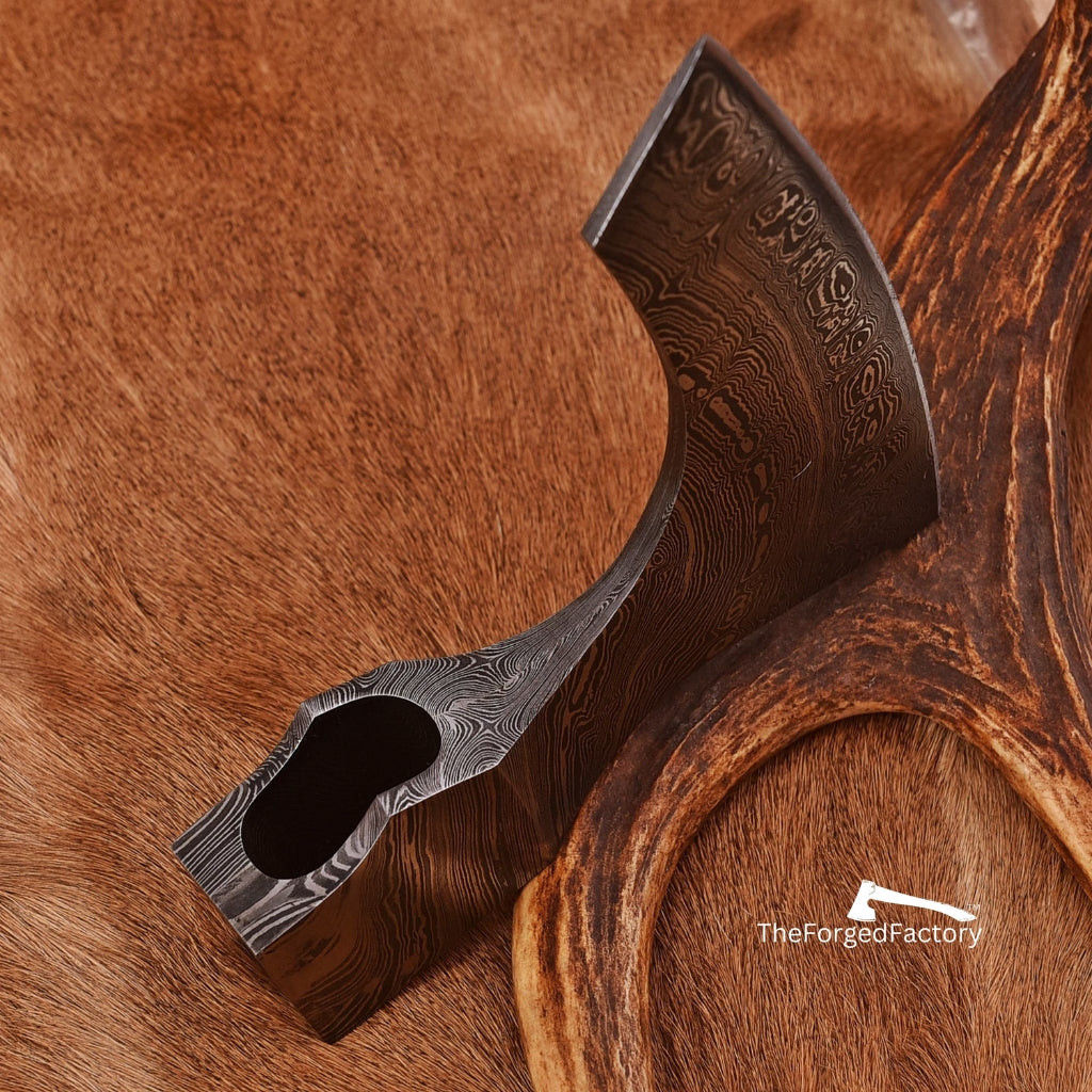Damascus Steel Viking Axe Head - Sharp & Perfect for Custom Axe Build.