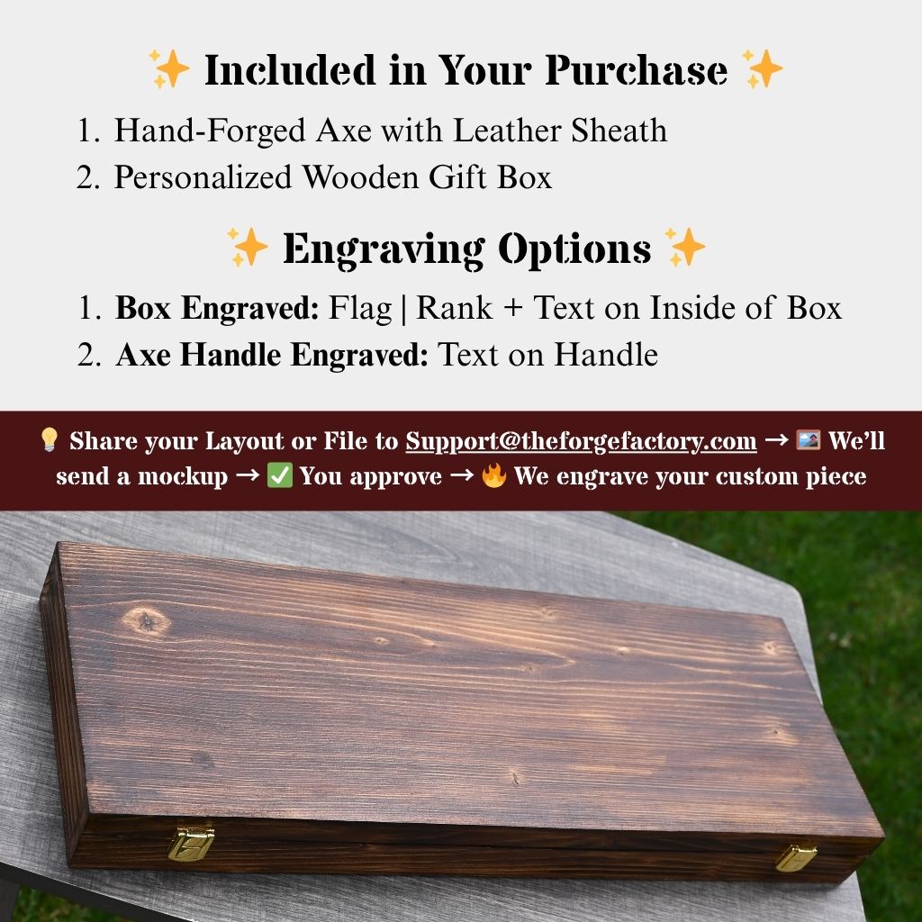 Personalized wooden gift box with engraving options on a grassy background