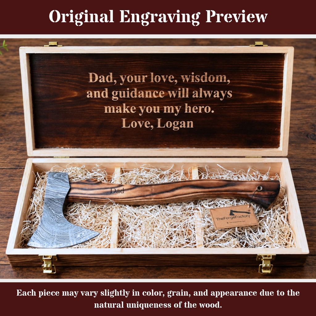 Boston Axe with Engraved Wooden Box | Father’s Day Gift for Dad
