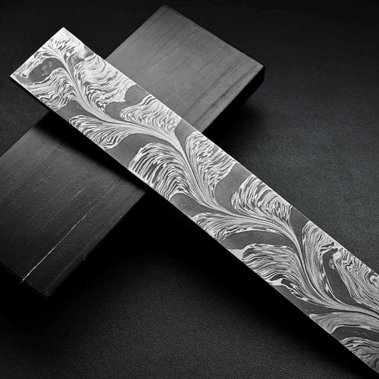 12" Advanced Snake Pattern Damascus Steel Billet - Knife Making Bar