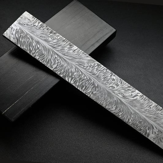 12" Feather Pattern Damascus Steel Billet - Knife Making Blank